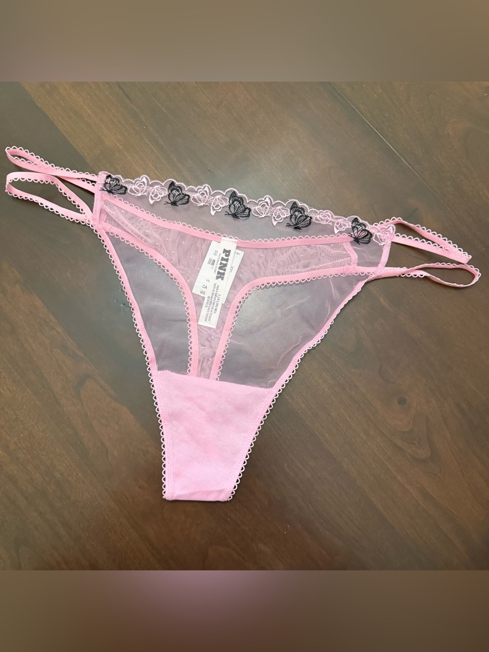 VICTORIA’S SECRET  PINK Wink Strappy Thong Panty Butterfly Sz large